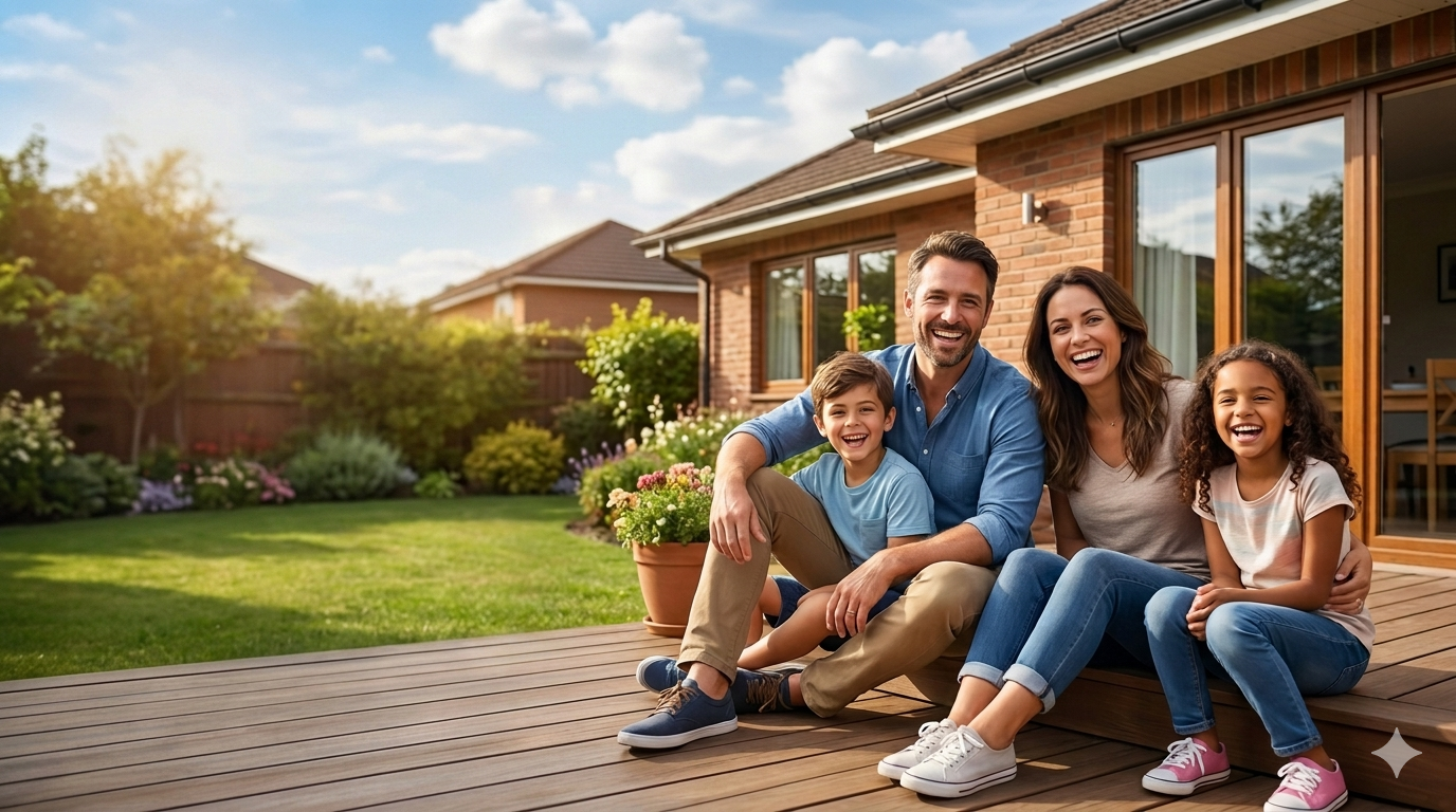 Happy family protected by insurance